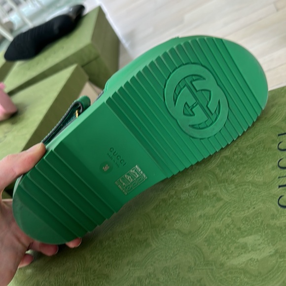 Gucci Leather Cut Out Sandal Green Cosmos 36 - Picture 3 of 4